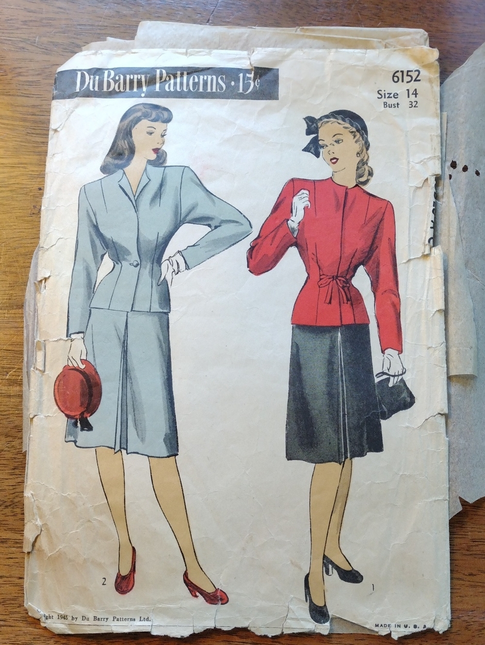 1945 Women's Vintage Skirt and Jacket Sewing Pattern